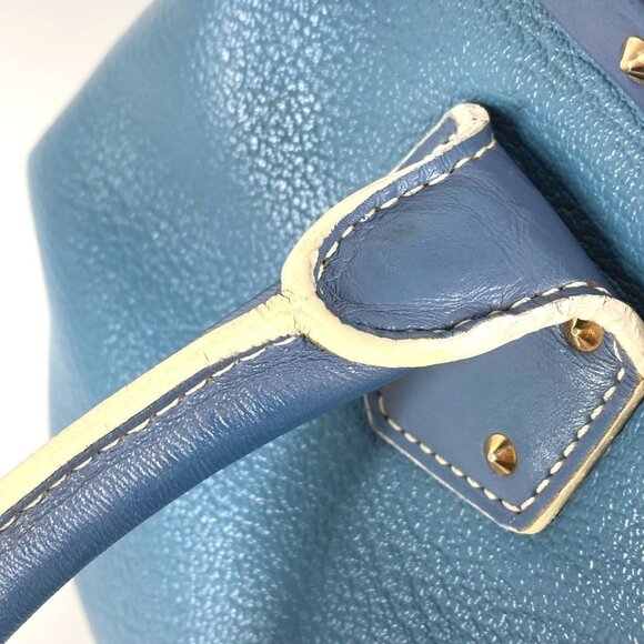 LOUIS VUITTON Blue Leather Tote Bag - Picture 6 of 11
